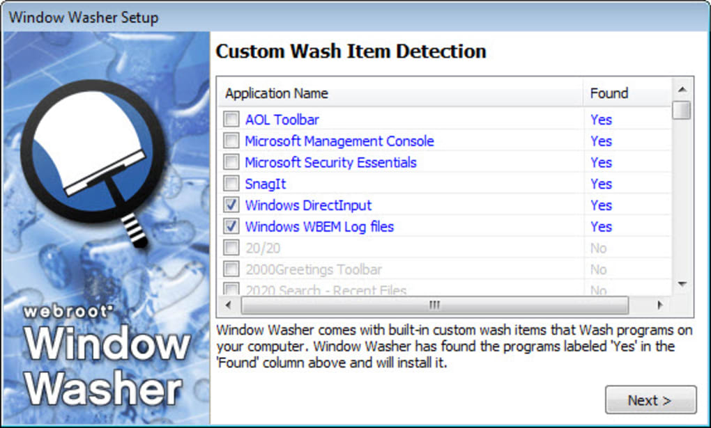 download webroot window washer